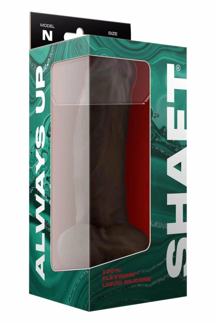 SHAFT Model N 24,1 cm Liquid Silicone – anatomiczny model, mahoniowy, przyssawka, Flexiskin™