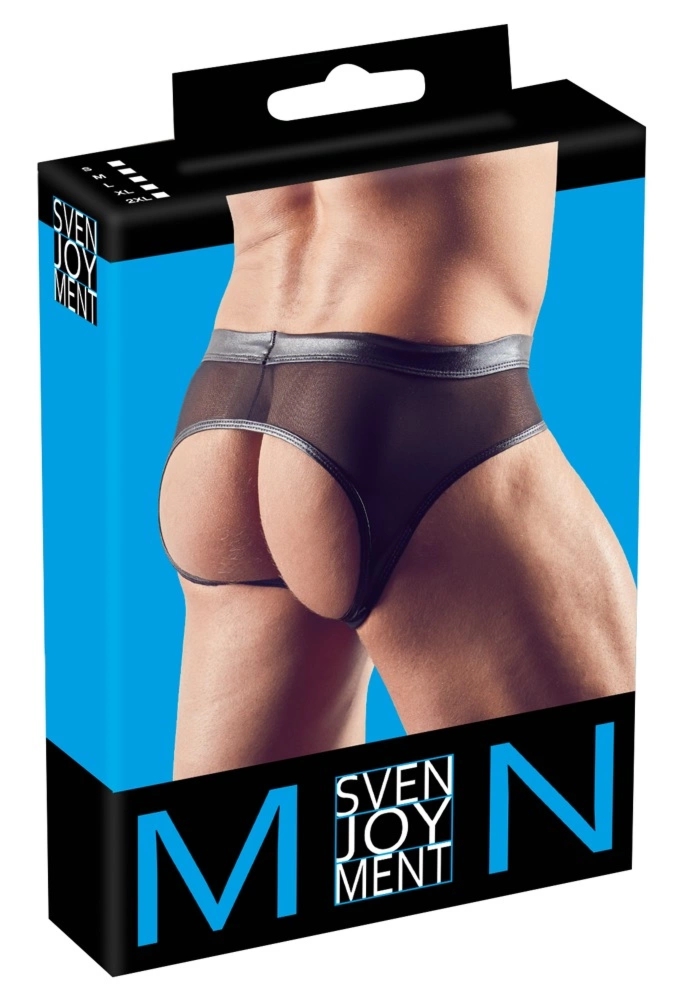 Svenjoyment Slipy męskie XL siateczkowe, otwarty tył, czarny wetlook