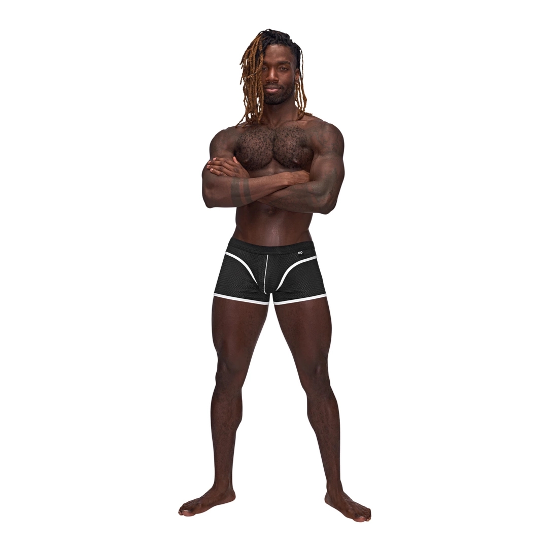 Male Power Sport Mesh Mini Short szorty sportowe L czarne z siateczki i pasem z logo