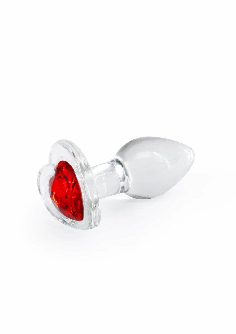Crystal Desires Red Heart Small szklany korek dekoracyjny z sercem, borokrzemowe szkło
