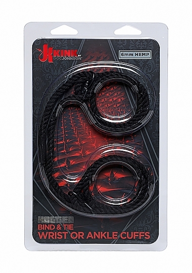 Lina Do Wiązania - Czarna 2404-61-CD - Hogtied - Bind & Tie - 6mm Hemp Wrist or Ankle Cuffs - Black