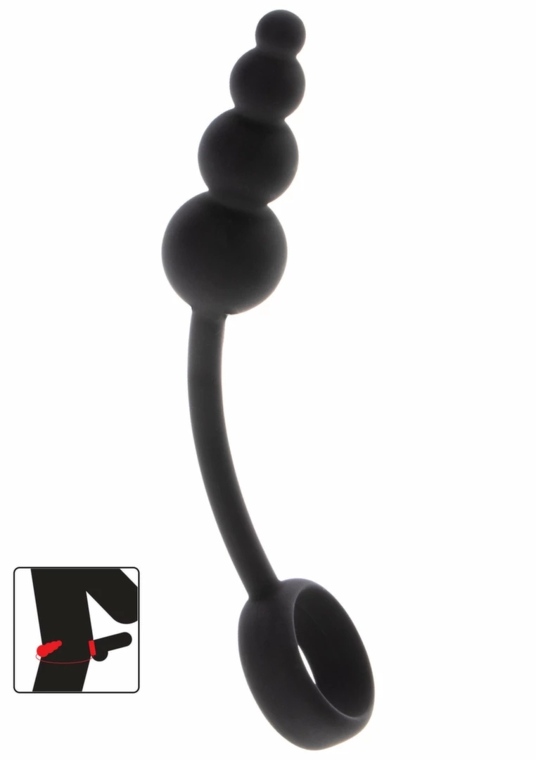 TOYJOY Manpower Anal Plug & Cock Ring silikonowy 2w1, czarny, wielofunkcyjny system