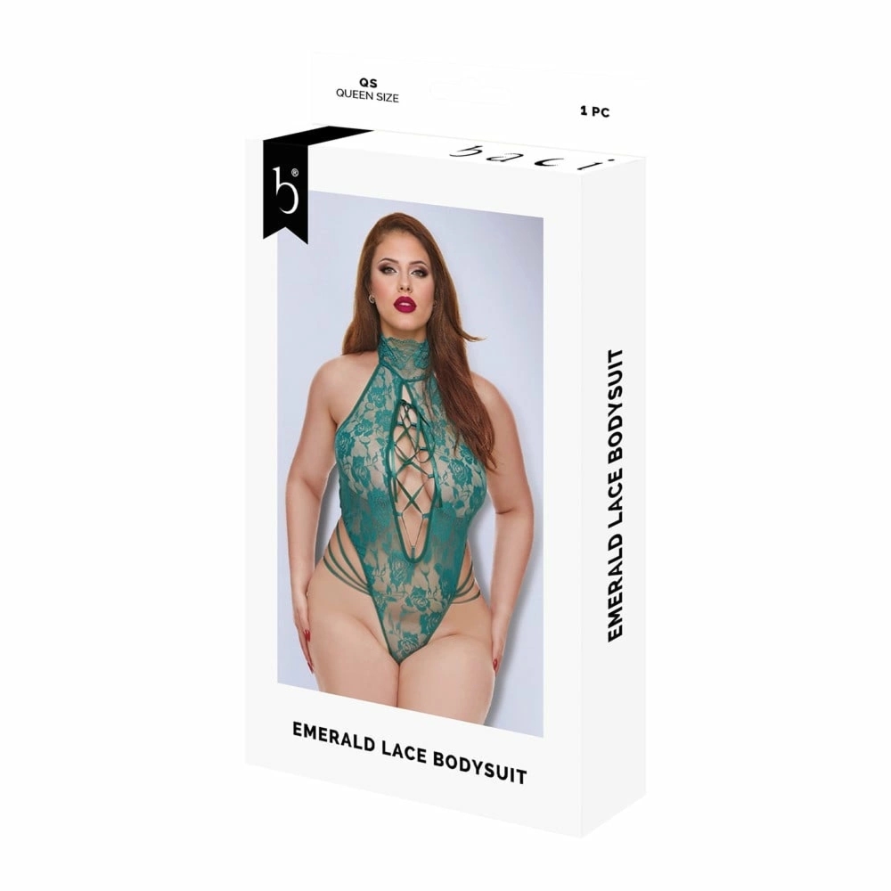 Baci Lingerie Emerald Lace Bodysuit zielony koronkowy QS – szmaragdowa koronka, Queen Size