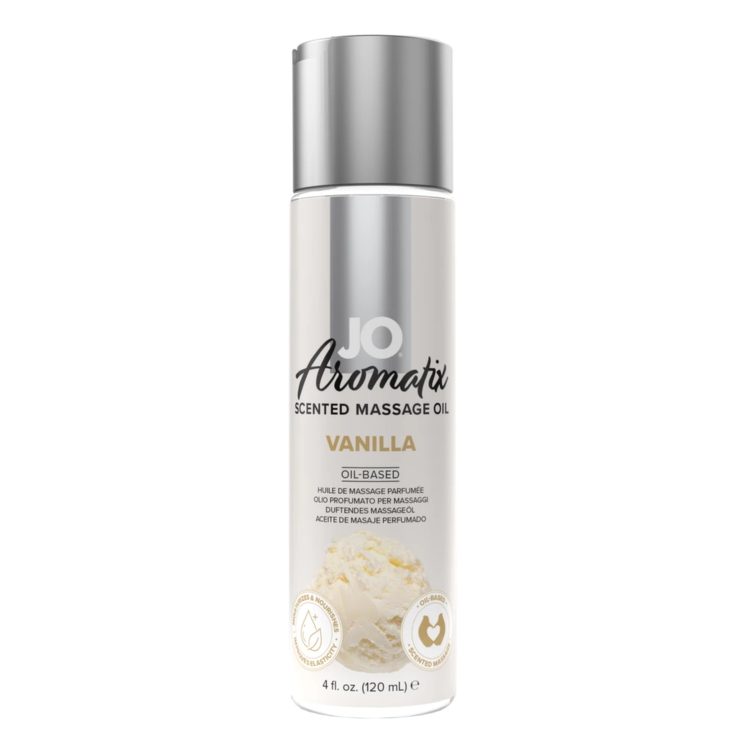 System JO Aromatix Olejek do masażu Wanilia 120ml – witamina E, jojoba, naturalny skład
