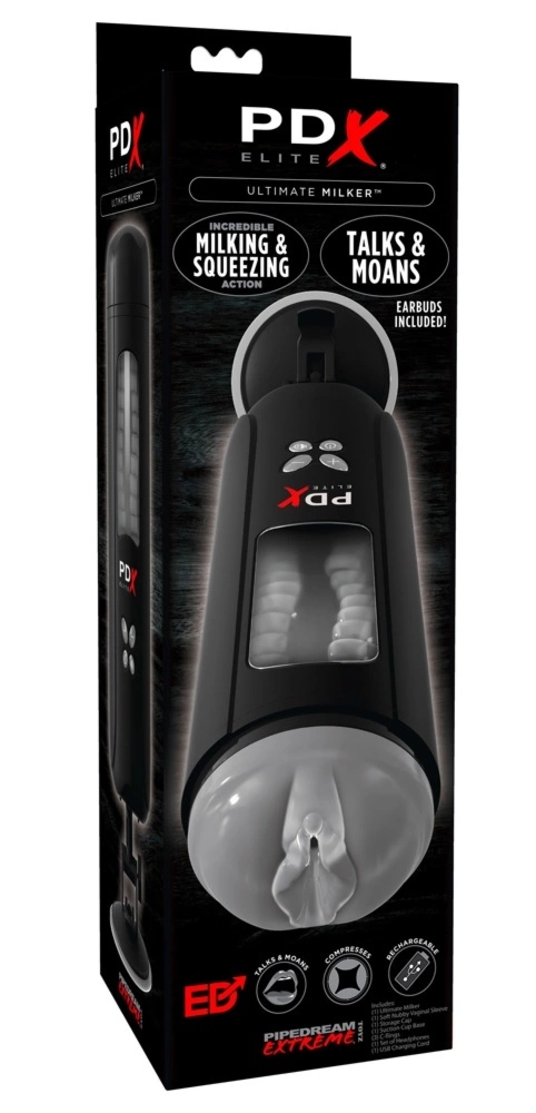 Pipedream PDX Elite Automatic Expert czarny – System intymny z dźwiękiem, 5 biegów, LED, USB