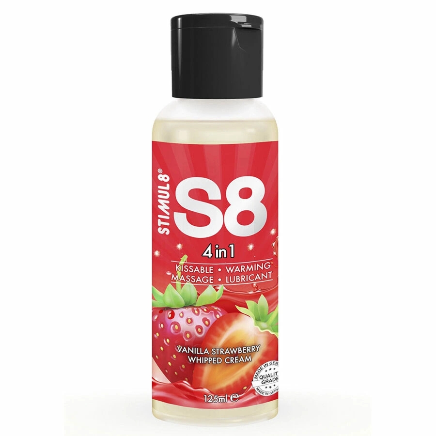S8 4w1 lubrykant deserowy truskawkowy 125 ml, formuła rozgrzewająca, jadalny