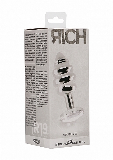 ZATYCZNA ANALNA zdobiona 3.75 Inch - Ribbed Diamond Plug - 3.75 Inch - Silver