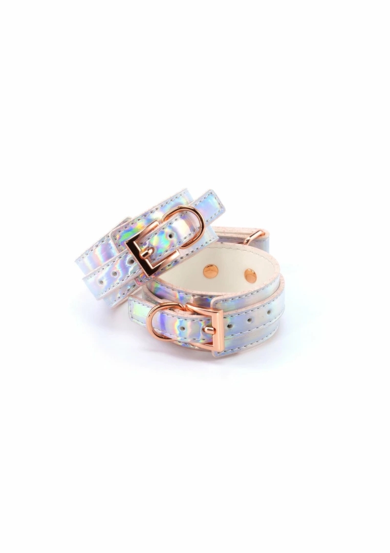 Cosmo Bondage Ankle Cuffs holograficzne kajdanki na kostki winylowe regulowane