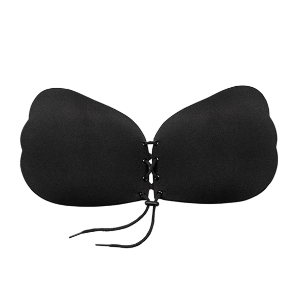 Bye Bra Lace-It Bra B Black – samonośny biustonosz z wiązaniem, czarny, bezszwowy, 25 użyć