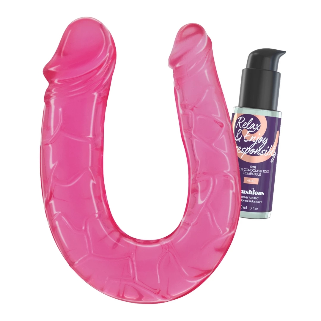 Crushious Deep Diver zestaw podwójny model intymny z żelem wodnym 50 ml, różowy