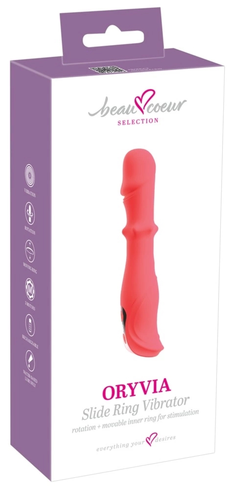 beau coeur Oryvia Slide Ring V – masażer z ruchomym pierścieniem, rotacyjną głowicą, 18,4 cm