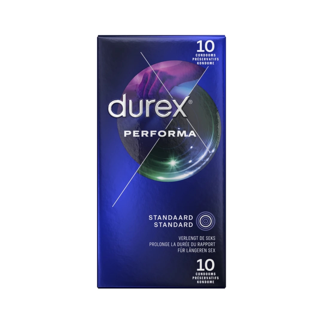 Durex Performa 10 szt. – prezerwatywy z systemem opóźniającym, benzokaina, szerokość 56mm