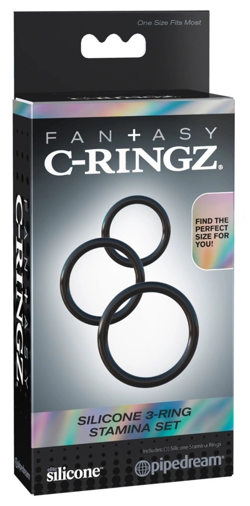 Fantasy C-Ringz zestaw 3 silikonowych pierścieni elastycznych, różne rozmiary, czarny