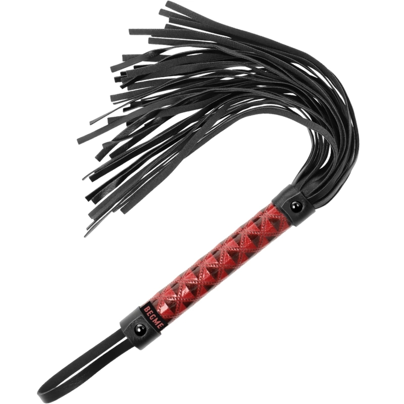 BEGME Flogger Red Edition – Wegańska Skora, Neopren, Nikiel-Free, Czerwony 45 cm