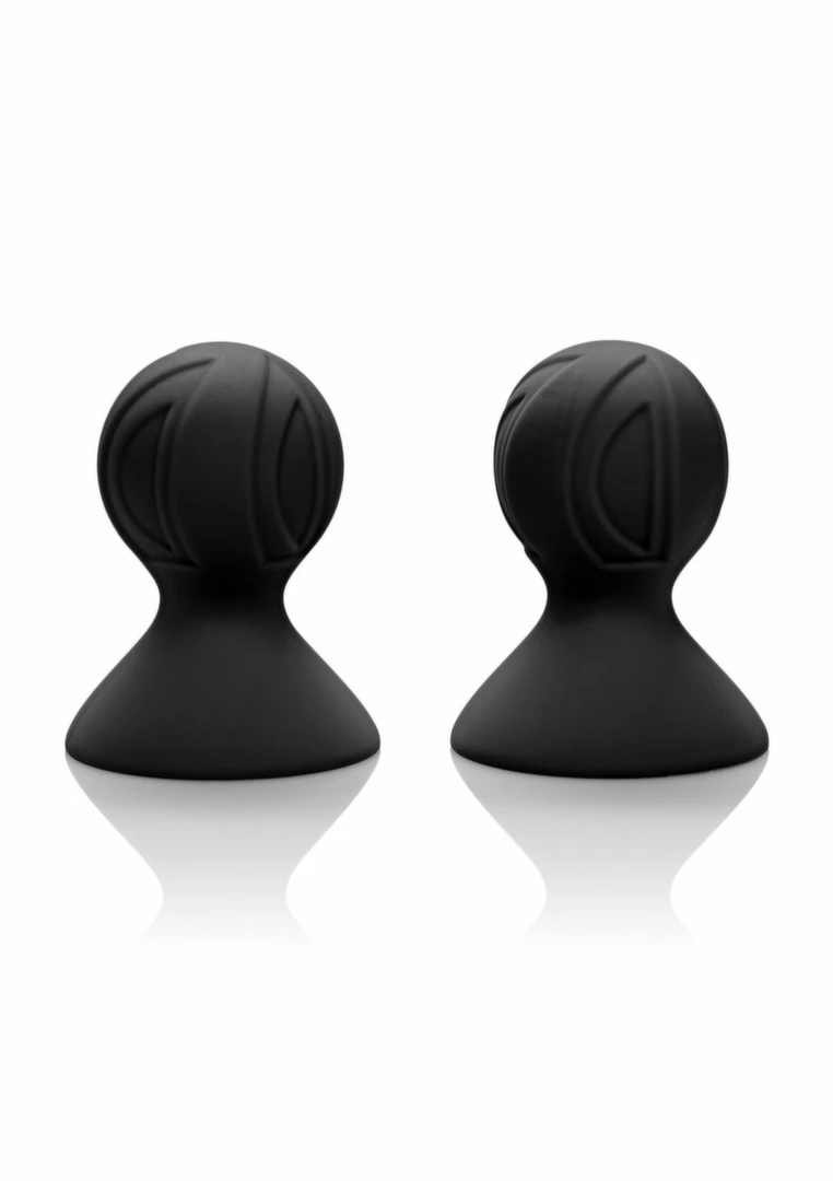 CalExotics Silicone Pro – silikonowe nakładki prożniowe na sutki, czarne, 2 sztuki, medyczny silikon