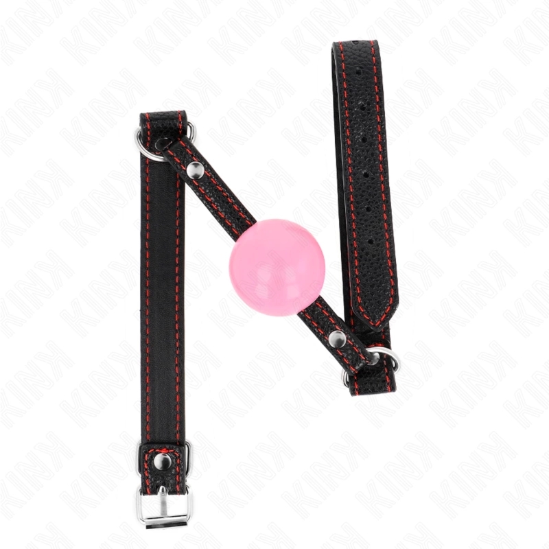 KINK Ball Gag Pink Gold 4 cm – silikonowa kulka, pasek 60x2 cm, stal nierdzewna, czarny/różowe złoto