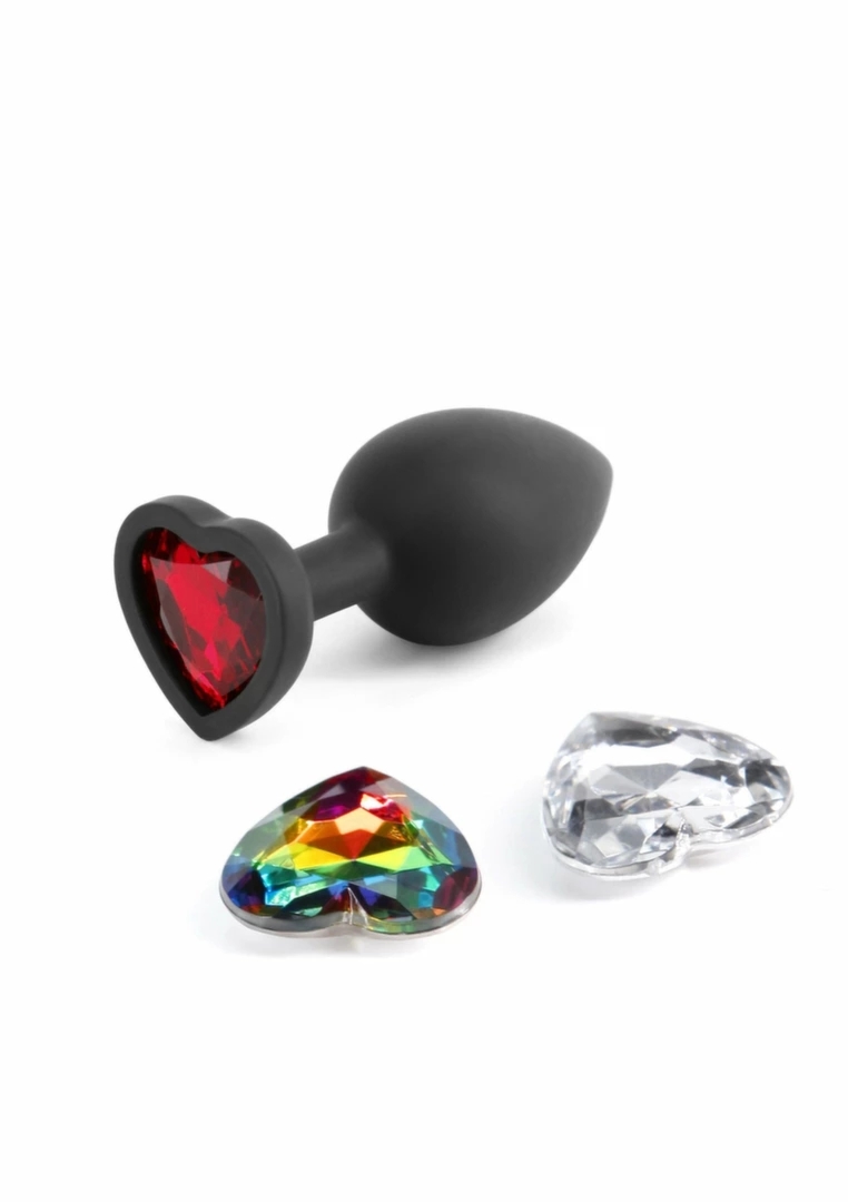 NS Novelties Glams Xchange Heart Small silikonowy korek, 3 wymienne kryształki, anatomiczny