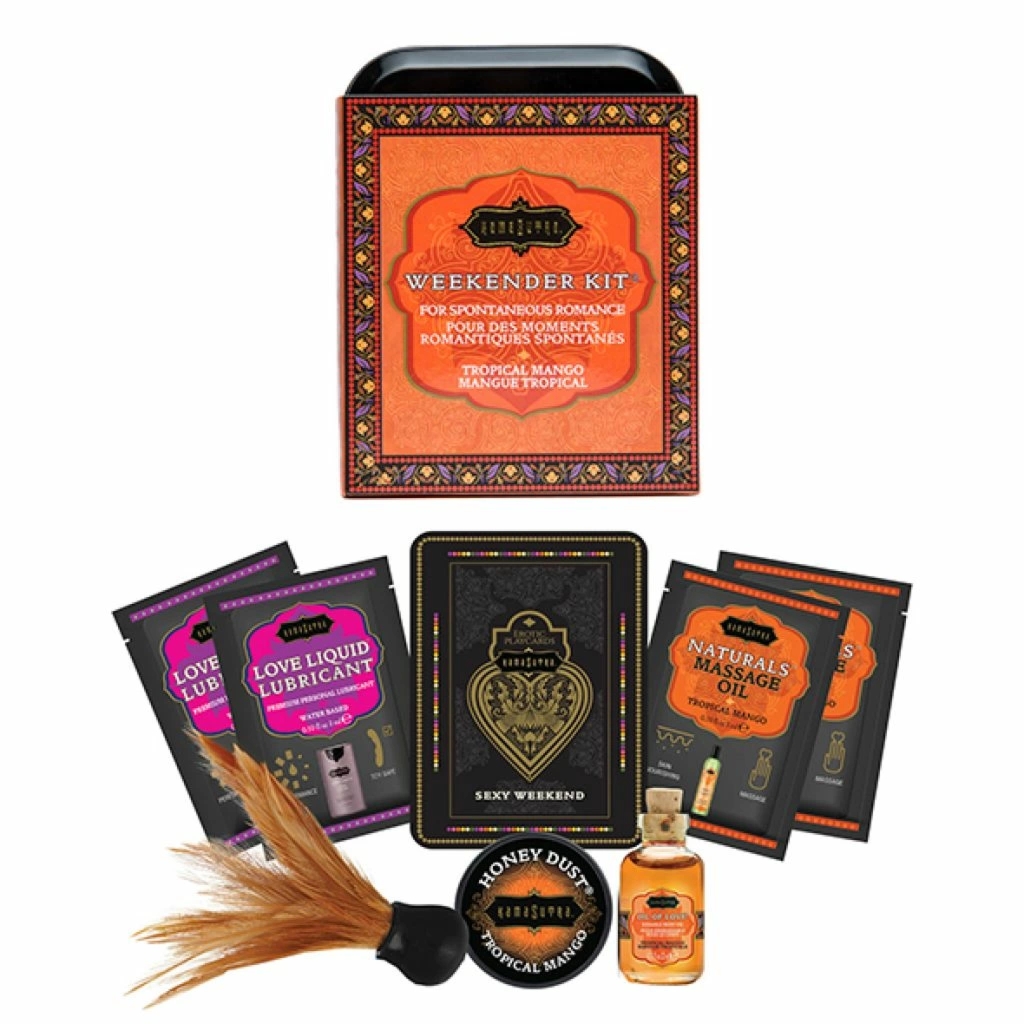 Kama Sutra The Weekender Tin Can Tropical Mango – mini zestaw akcesoriów, 6 elementów