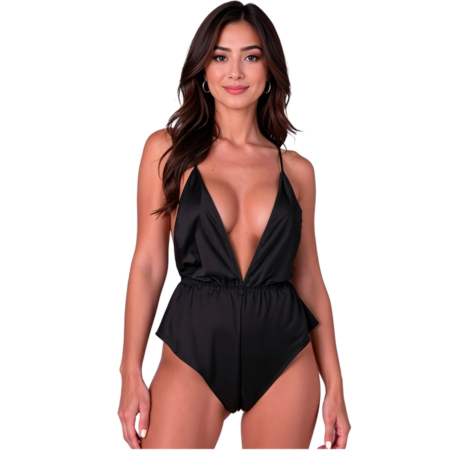 PASSION Sensie Body Czarny L/XL – Satynowa powierzchnia, regulowane ramiączka, odkryte plecy