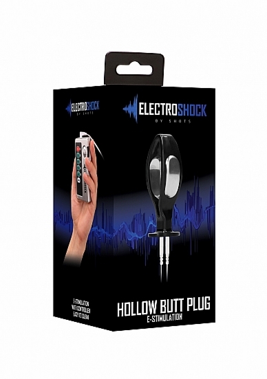 Korek analny Z ELEKTROSTYMULACJĄ - E-Stim Hollow Butt Plug - Black