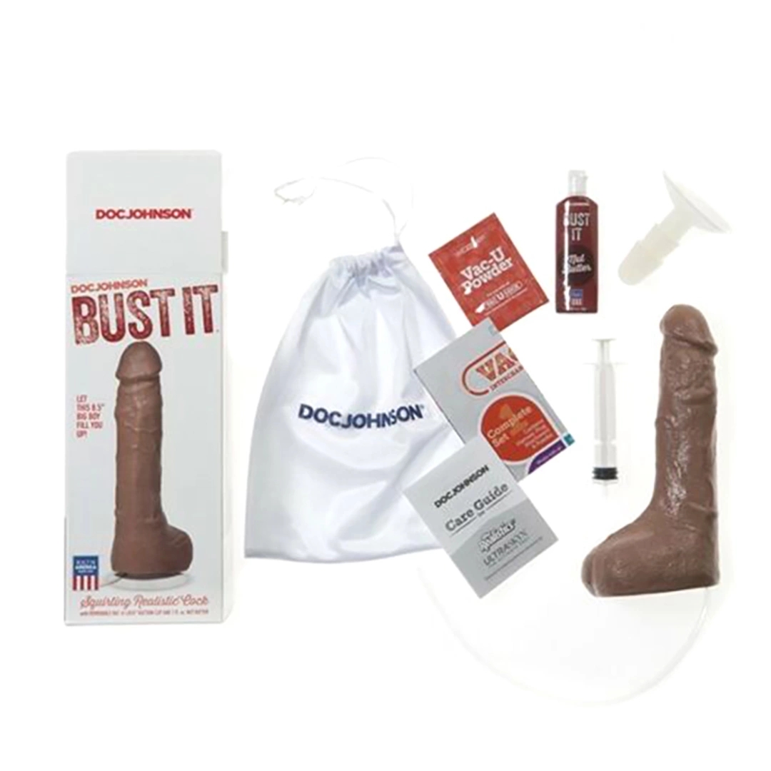 Doc Johnson Bust It 8.5” model z funkcją dozowania 30 ml, Realistic, biały