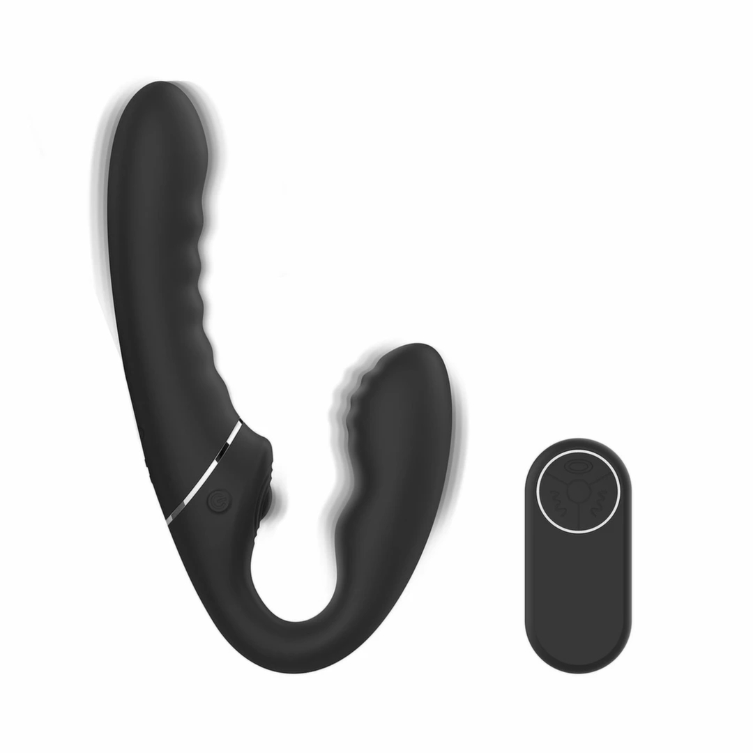 No-Parts Strapless Strap-On Tapping Black – bezpaskowy system intymny z funkcją stukania