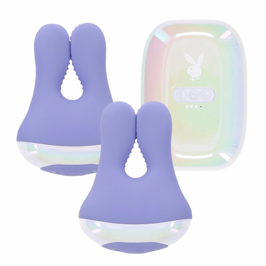 Playboy Pleasure In A Pinch – Wibrujące silikonowe zaciski z pilotem, 4 tryby, IPX7