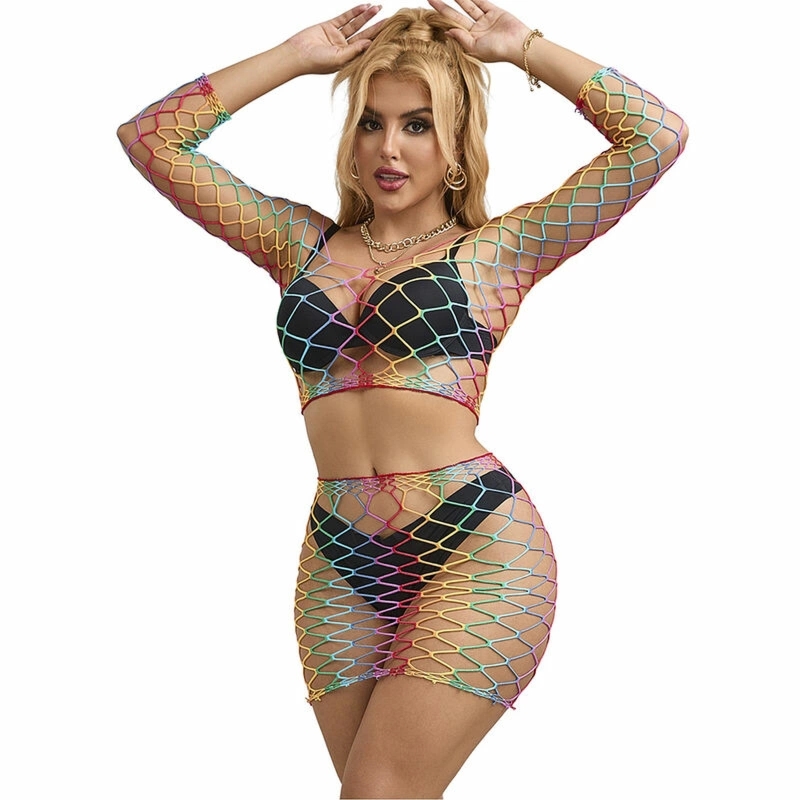 Subblime Rainbow Mesh Dwuczęściowy Zestaw z Długim Rękawem – siateczka, uniwersalny