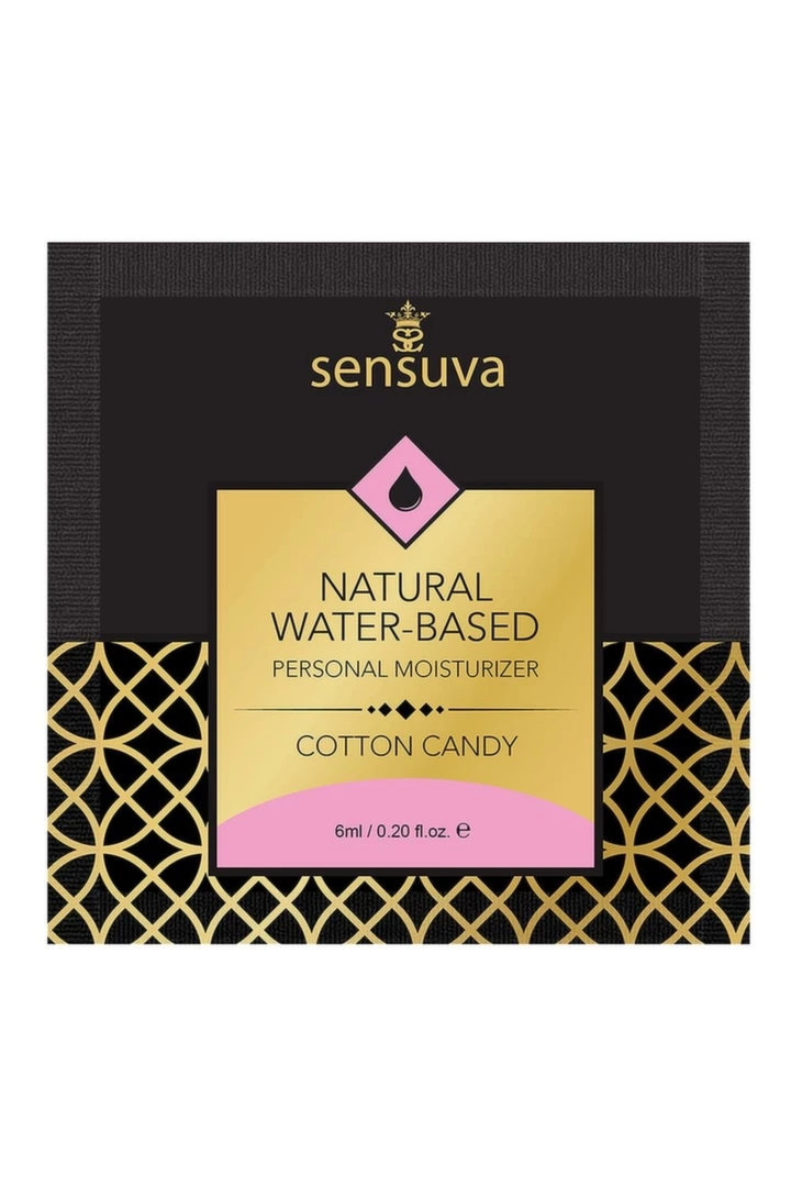 Sensuva Natural Water-Based Lubricant Cotton Candy 6 ml, wodny żel wegański, aromat waty cukrowej