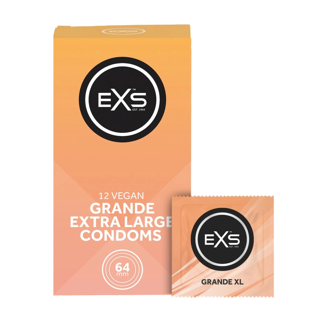 EXS Grande 64mm – prezerwatywy Extra Large 12 szt., szeroki rozmiar, gładka powierzchnia
