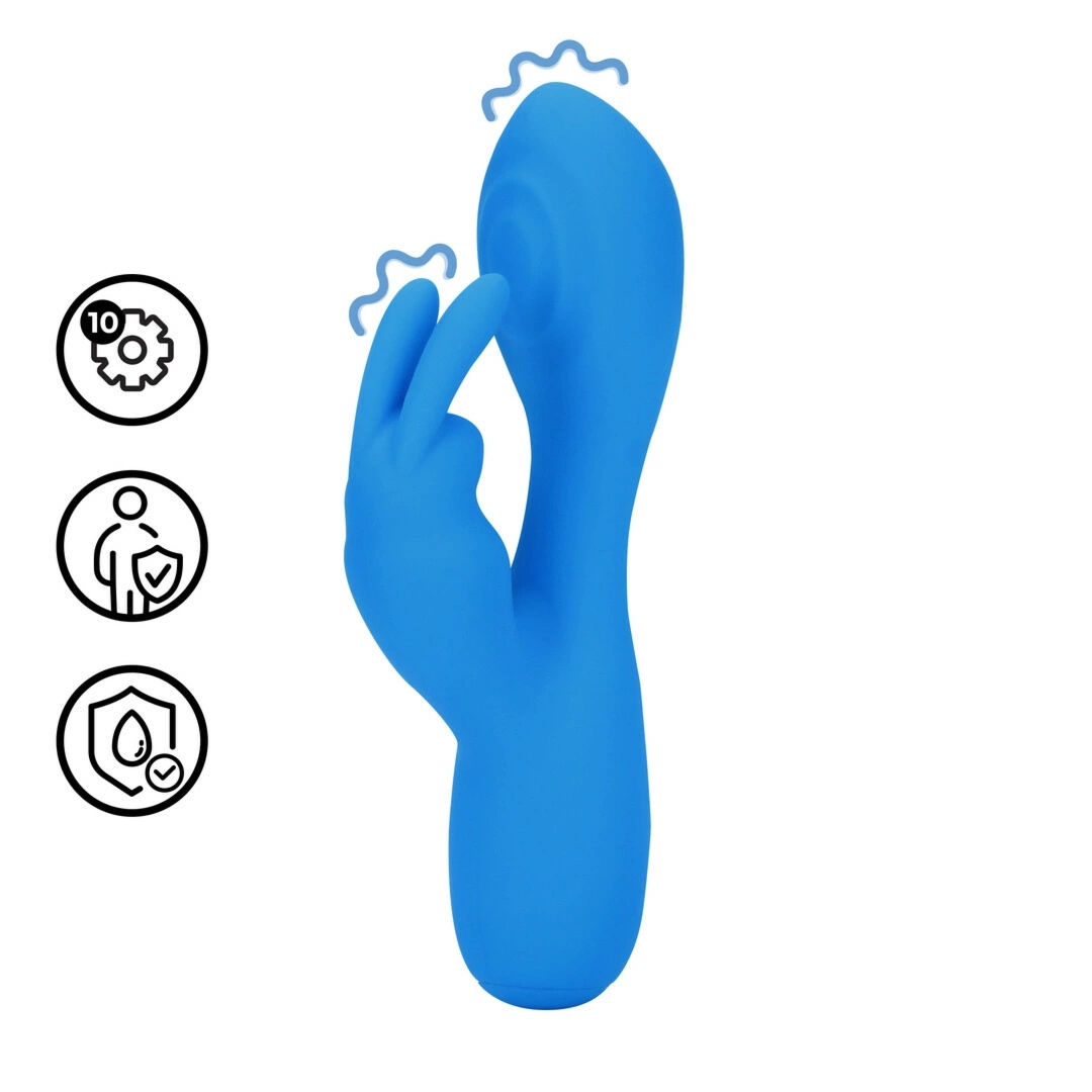 Loveline Mini Rabbit Vibrator Azure Desire kompaktowy silikonowy model z podwójnym systemem
