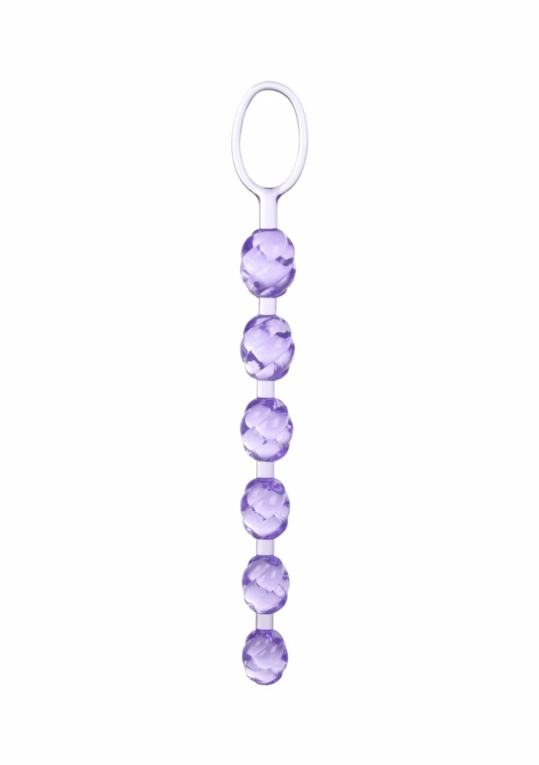 Swirl Pleasure Beads elastyczny sznur z 6 kulkami PVC, pętla na palec, czarny