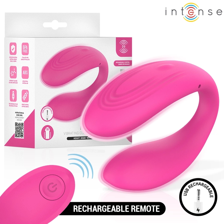 INTENSE NORA stymulator wibracyjny zaciskowy, różowy, wodoodporny, pilot