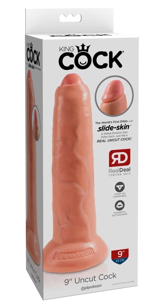 King Cock Model 23 cm – anatomiczny model z ruchomą powłoką, jasny odcień, przyssawka, PVC