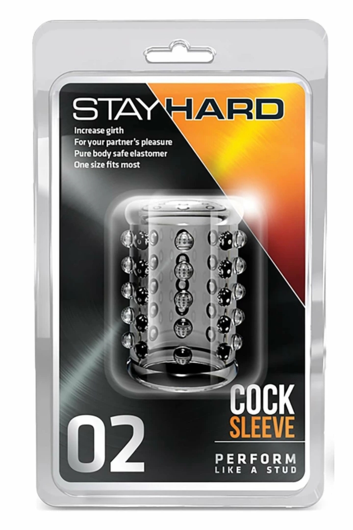 STAY HARD Sleeve 02 Clear – przezroczysta elastyczna nakładka intymna z teksturą, uniwersalna