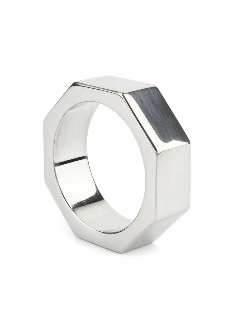 Mr. Steel Nut C-Ring 40mm stalowy pierścień anatomiczny, sześciokątny industrialny design