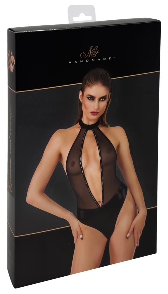 Noir Handmade Body Rhinestones S czarny, cold shoulder, kryształki, powerwetlook