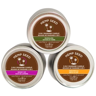 Earthly Body Candle Trio zestaw świec do masażu 3x57g, naturalne oleje, 3 zapachy