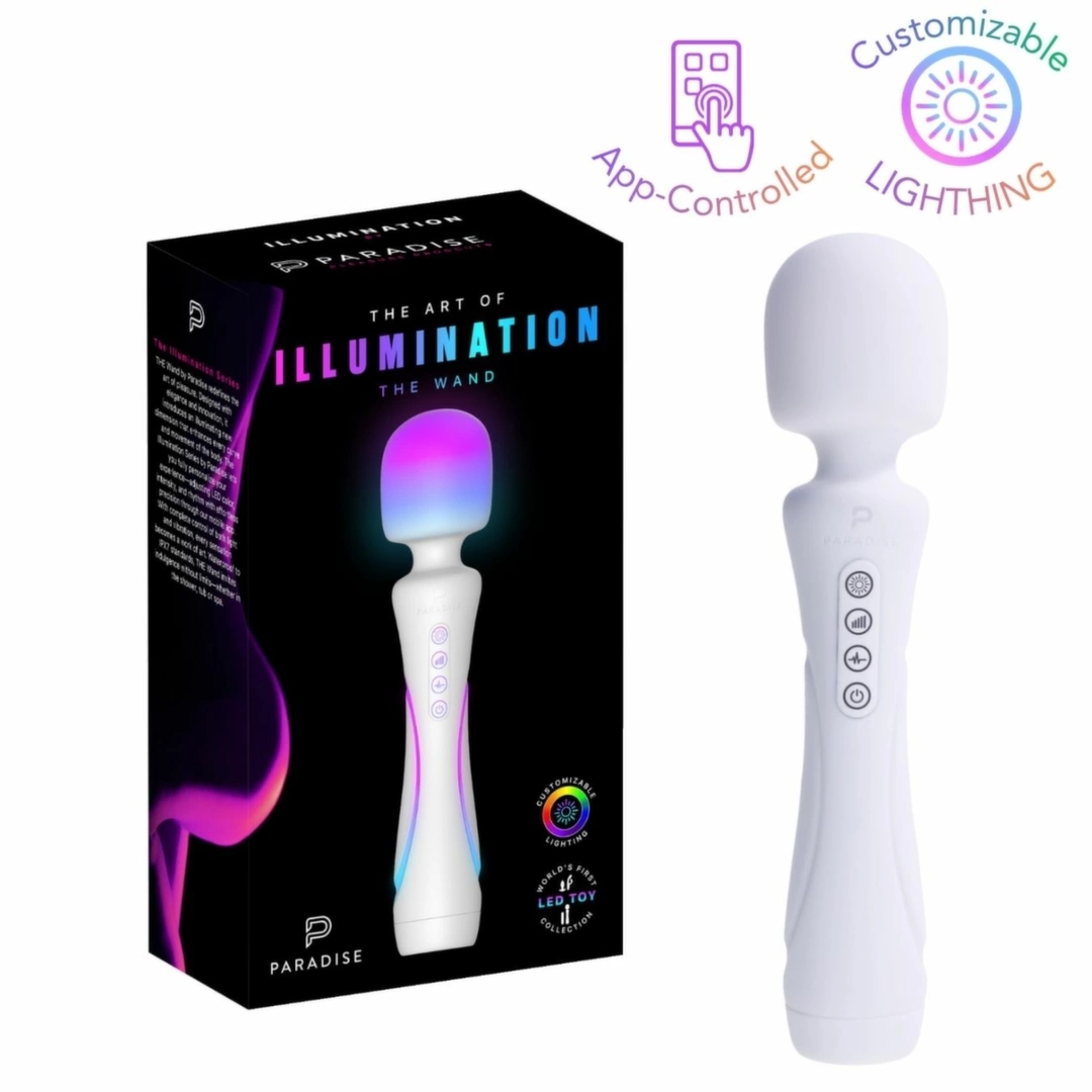Paradise Pleasure Products Illumination The Wand biały, RGB LED, IPX7, aplikacja, silikon
