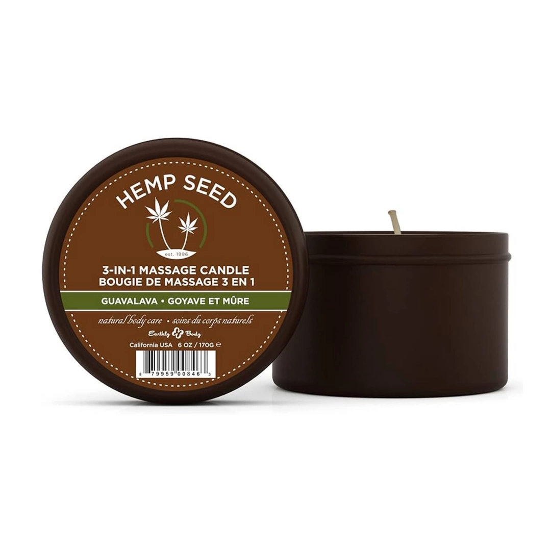 Earthly Body Świeca do masażu Guawa 170g, odżywczy olejek 3w1, egzotyczny zapach