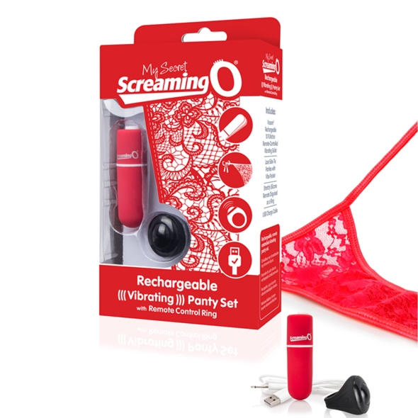 Sexshop - The Screaming O Charged Remote Control Panty Vibe  Czerwony - Wibrujące majteczki ze stymulatorem - online