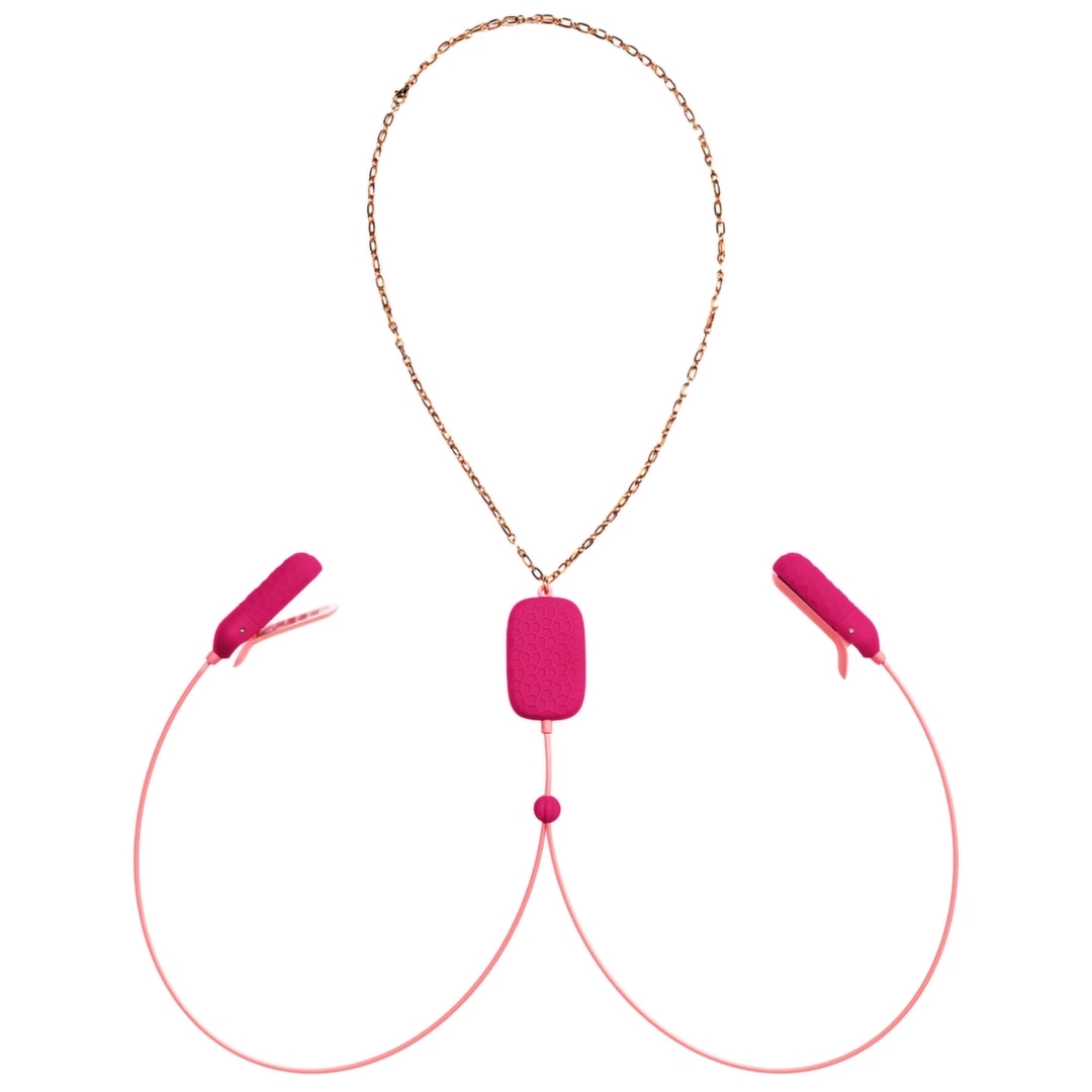 OhMiBod Sphinx – klipsy wibracyjne Bluetooth, silikon, różowe, aplikacja