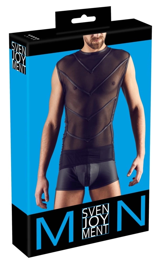 Svenjoyment Top Męski Siateczkowy Bezrękawnik Matowy Czarny 2XL, powernet, elastyczny