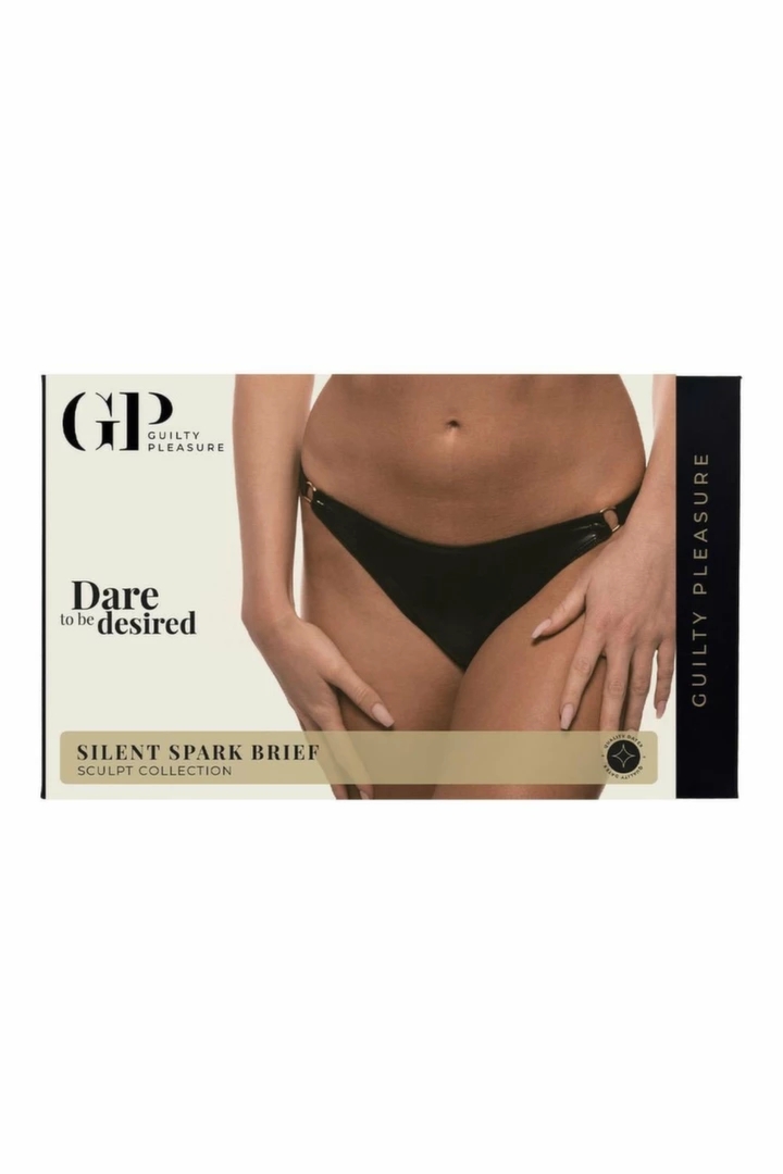 GUILTY PLEASURE Silent Spark Brief Black XL klasyczne majtki Datex ze złotymi akcentami