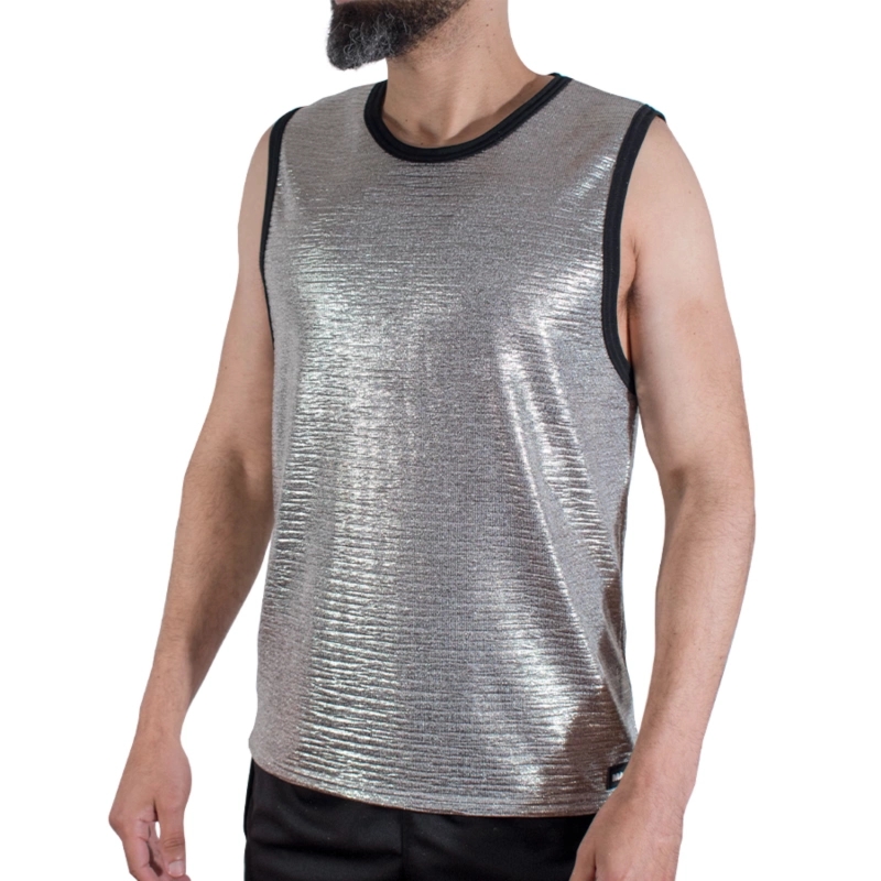 MACHO Koszulka sportowa L/XL czarna z brokatem oddychająca i dopasowana