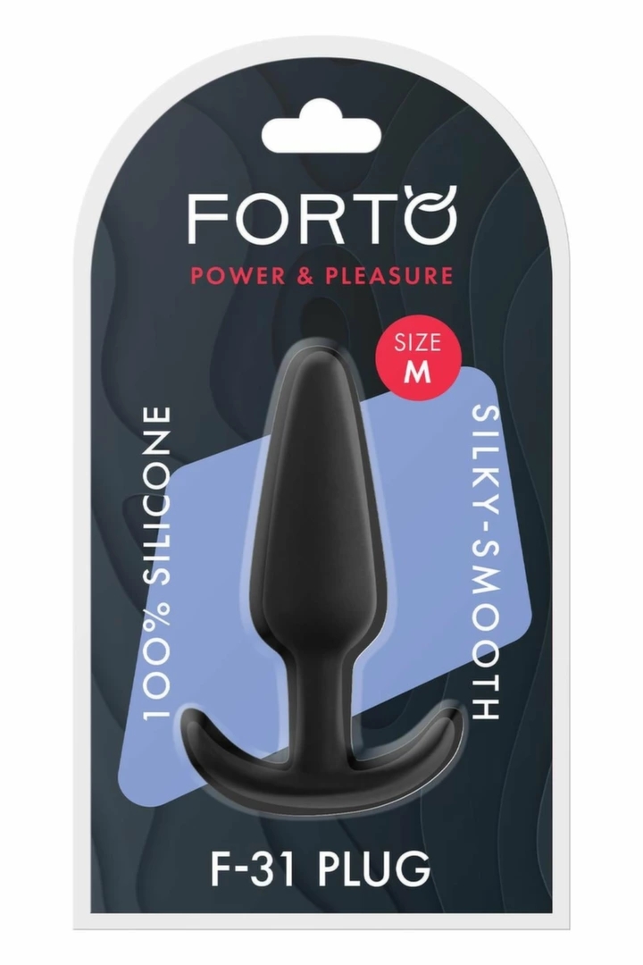 FORTO F-31 Plug Medium Black silikonowy anatomiczny korek z kotwicą, czarny, średni