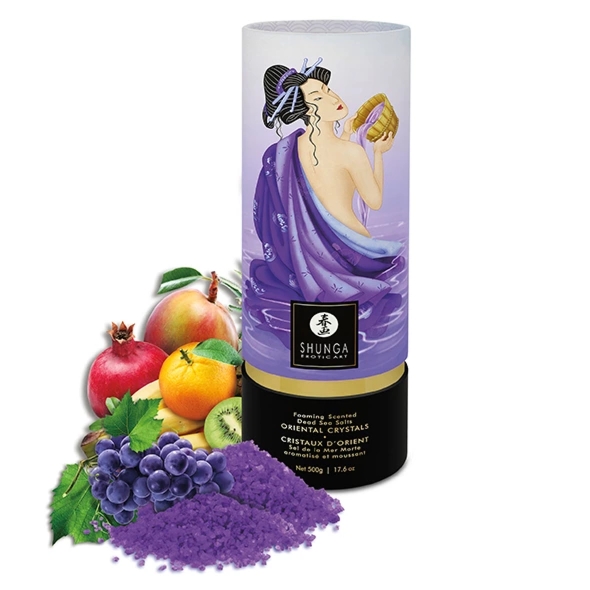 Shunga Sol do kąpieli Exotic Fruits 500g – aromatyczne kryształki z Morza Martwego, owoce egzotyczne