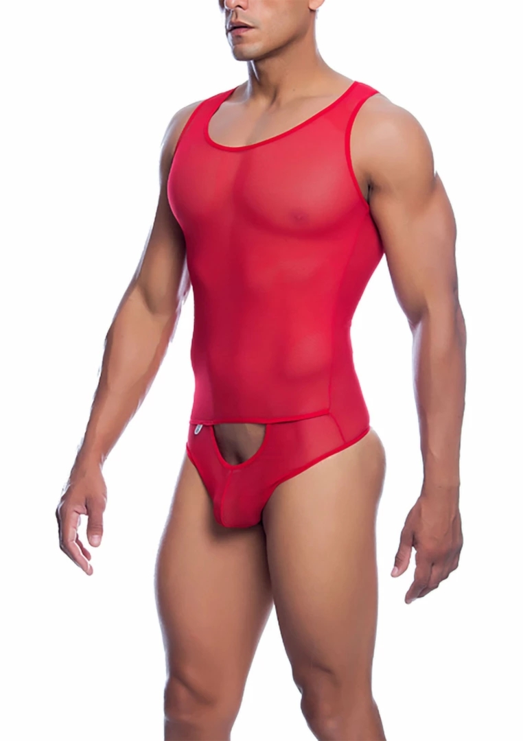 MOB Sexy Sheer Body siateczkowy kombinezon z otwartym przodem, czarny, tulle netting