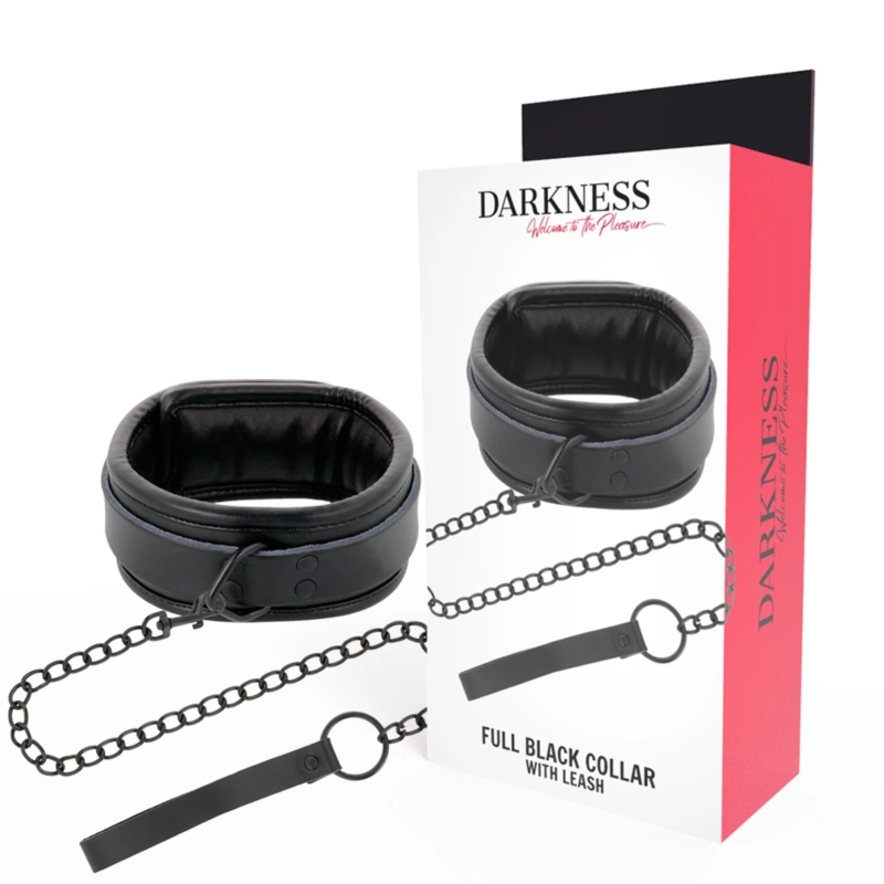 Darkness czarny kołnierz z łańcuszkiem – regulowany, wyściełany model uniwersalny