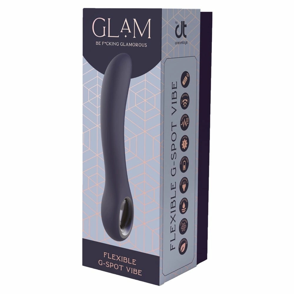 GLAM FLEXIBLE G-SPOT VIBE – elastyczny wibrator punktu G, 5 trybów, fioletowy, 22 cm, IPX6